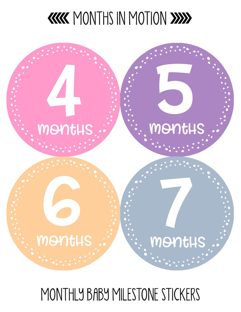Months in Motion Baby Monthly Stickers - Baby Milestone Stickers - Newborn Girl Stickers - Month Stickers for Baby Girl - Baby Girl Stickers - Newborn Monthly Milestone Stickers - Set of 20 - Image 3